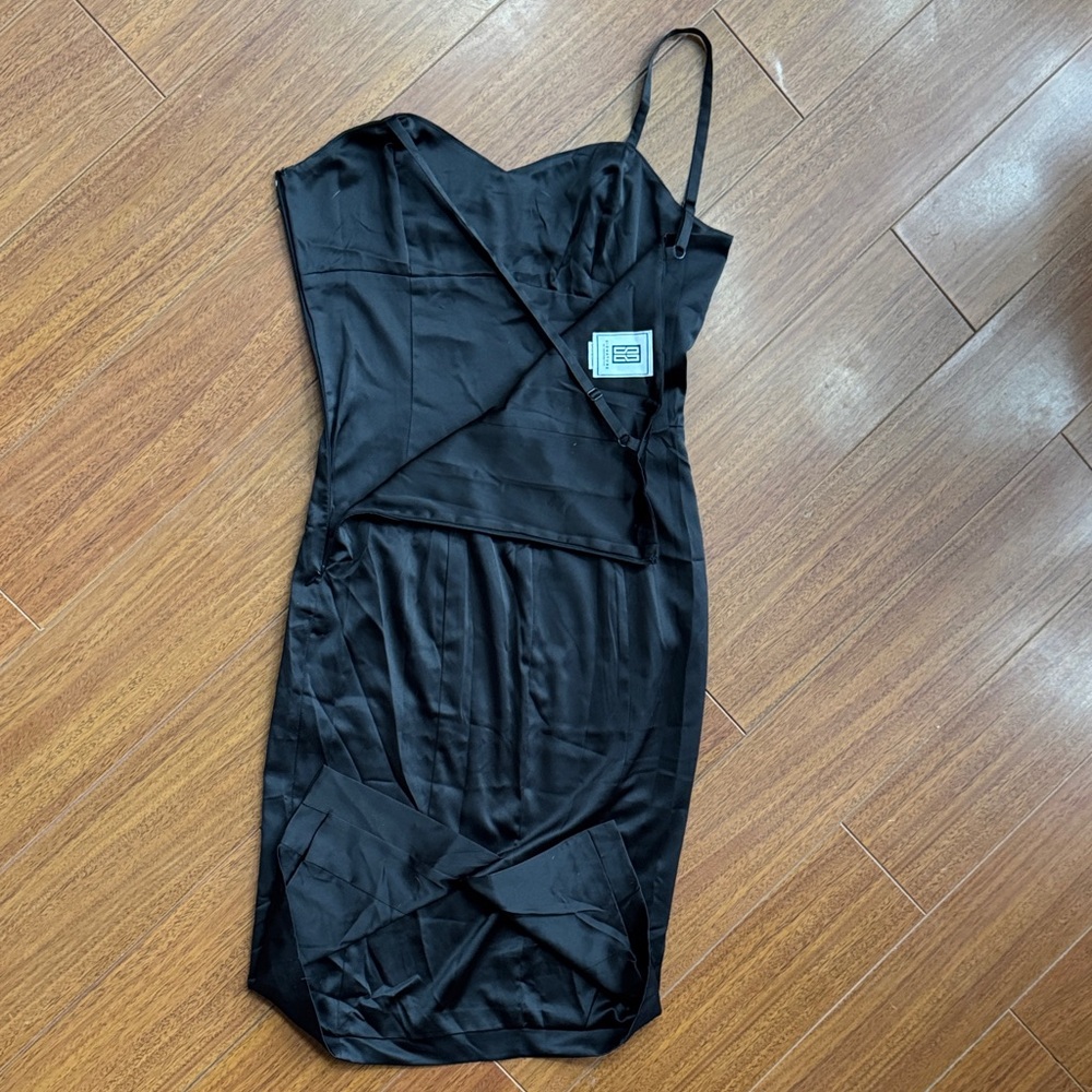 Signature by Shoedazzle Silky Black Satin Dress size Small - Picture 6 of 6